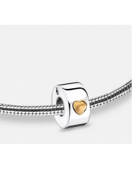 Bead: Glowing Heart - Rhodium Plated Gold Vermeil Two Tone