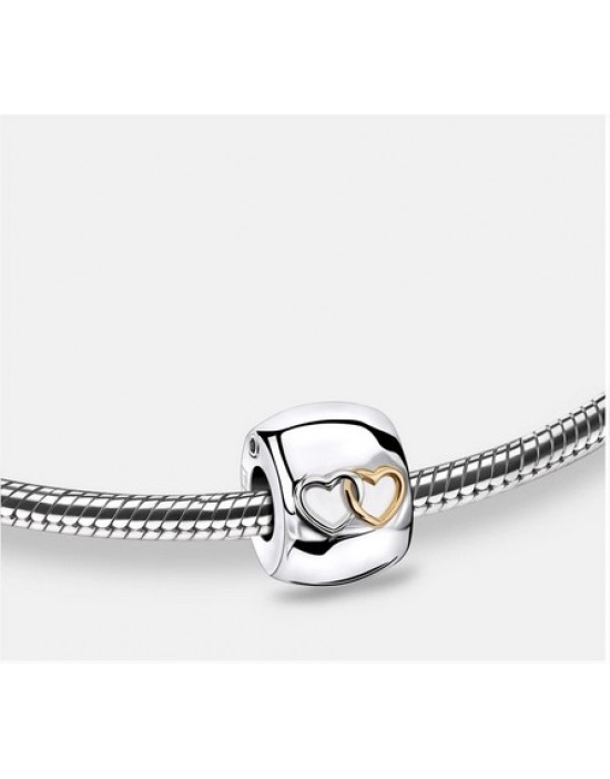 Bead: Entwined Hearts - Rhodium Plated Gold Vermeil Two Tone